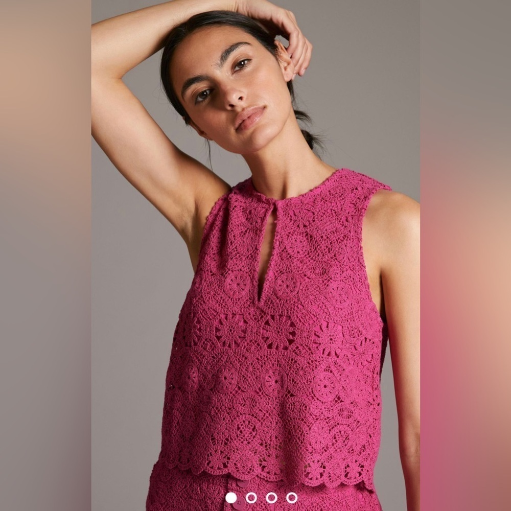 NWT Anthropologie Maeve Solid Eyelet Crochet Top